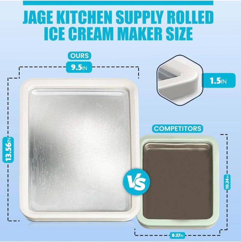 Jage Kitchen Supply صانع آيس كريم ملفوف كبير جداً (14"x10") - اصنع آيس كريم فوري مع العائلة - قم بلف آيس كريمك بنفسك - صينية لف الآيس كريم - Image 2